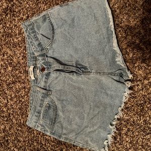 Forever 21 High Rise Distressed Jean Shorts